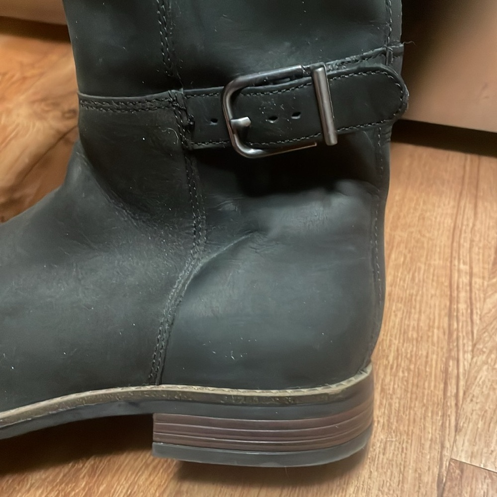 Clarks Black Over-the-Knee Leather Boots - Picture 3 of 9